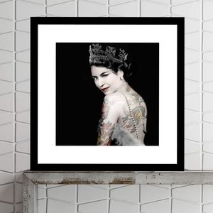 Queen Elizabeth tattoo Art Print framed and Matted 13x13